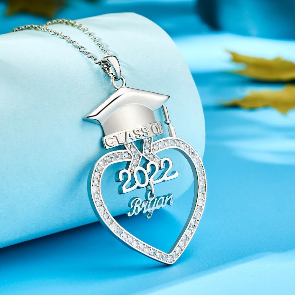 Custom Engraved Necklace Rhinestone Doctor Cap Shape Graduation Season Gifts