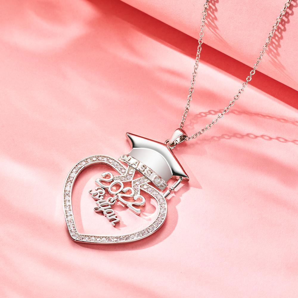 Custom Engraved Necklace Rhinestone Doctor Cap Shape Graduation Season Gifts