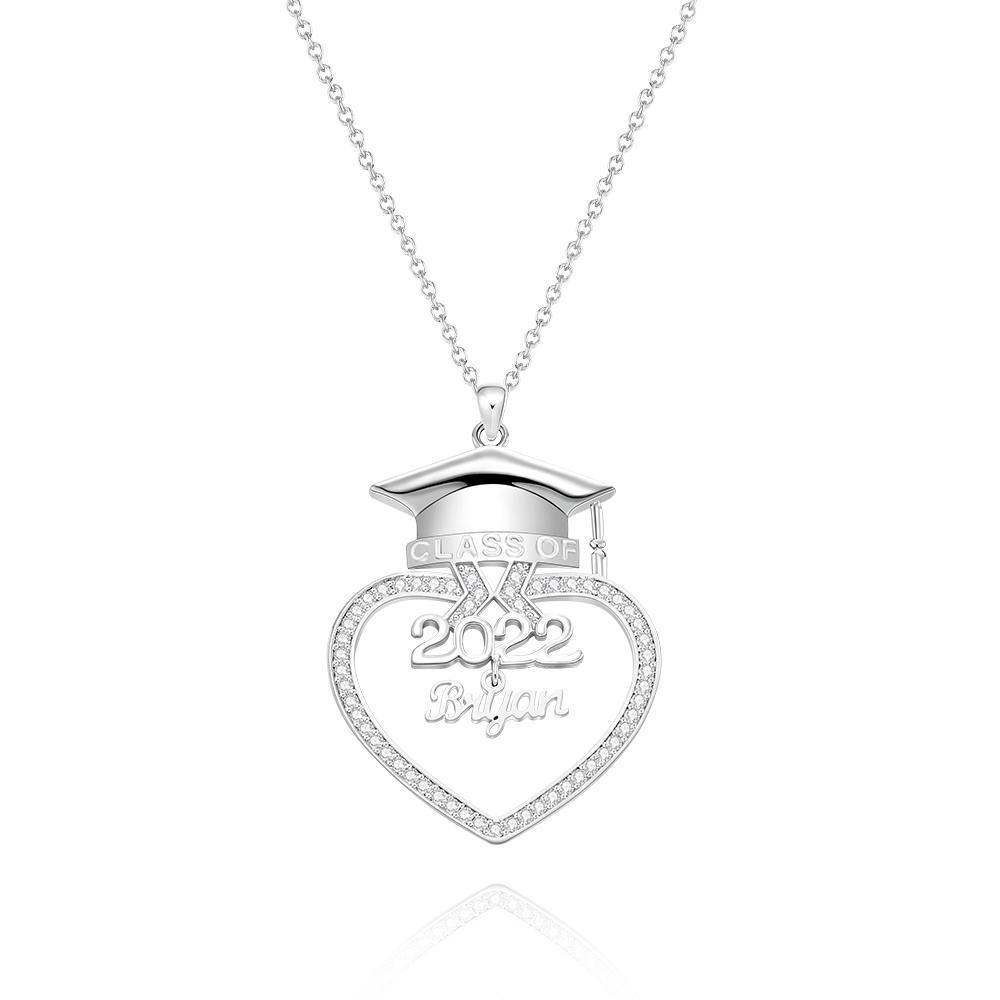 Custom Engraved Necklace Rhinestone Doctor Cap Shape Graduation Season Gifts