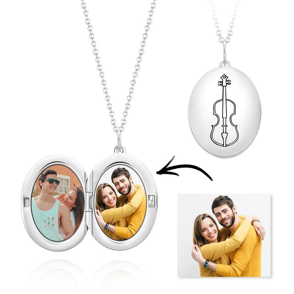 Custom Photo Silver Locket Custom Photo of You and Her for Her Gift