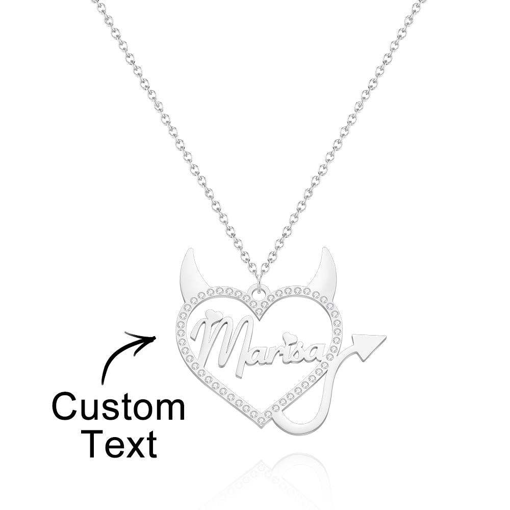 Custom Engraved Necklace Devil Shape Rhinestone Hollow Gifts - soufeelau