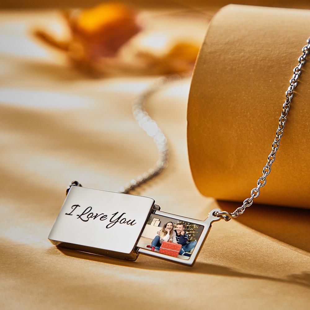 Custom Engraved Photo Necklace Pull-out Creative Commemorative Gifts for Couples - soufeelau