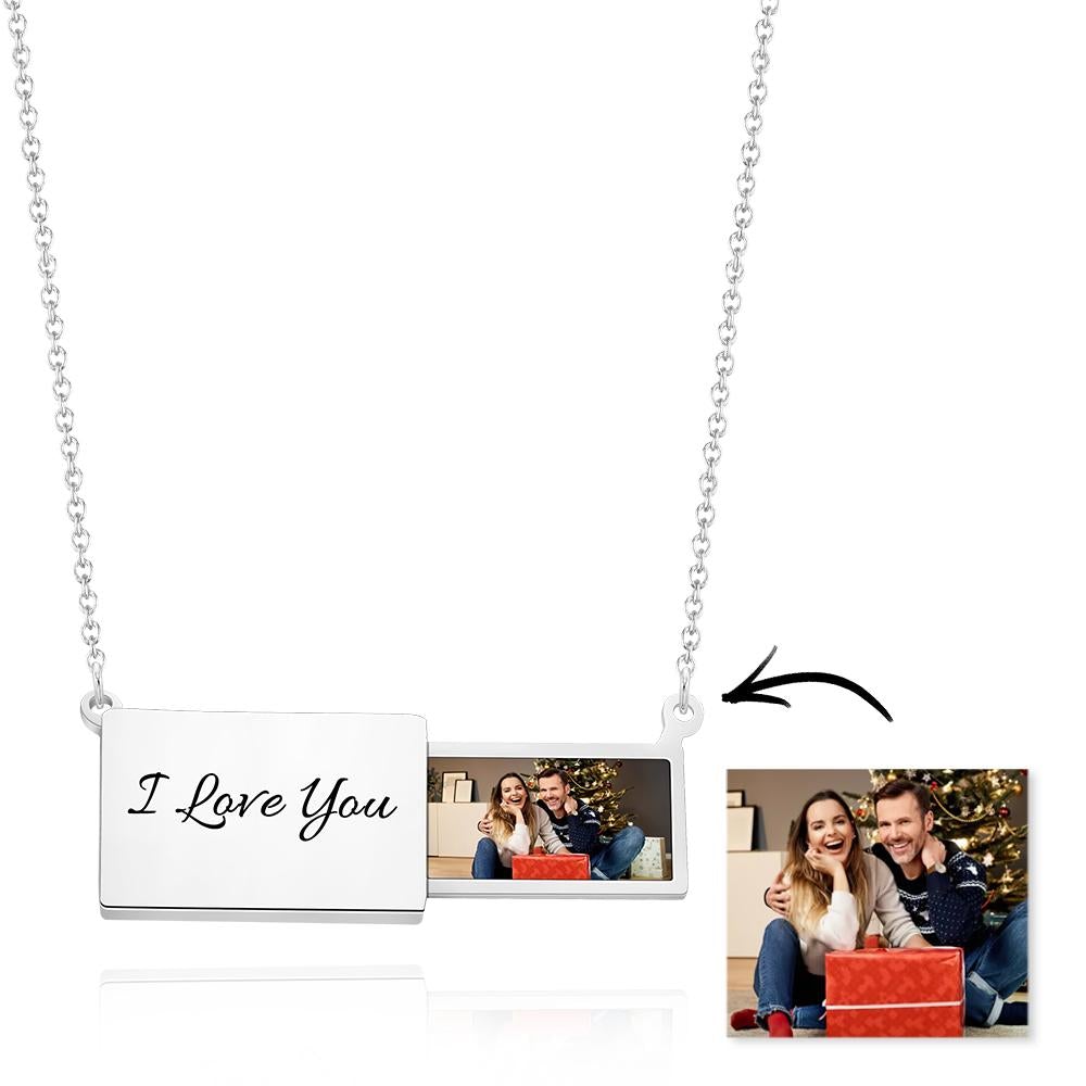 Custom Engraved Photo Necklace Pull-out Creative Commemorative Gifts for Couples - soufeelau