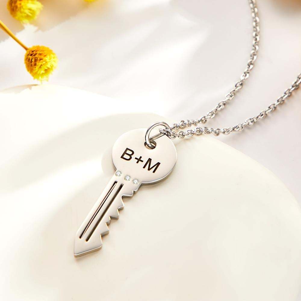 Custom Engraved Necklace Fashion Creative Key Gifts - soufeelau