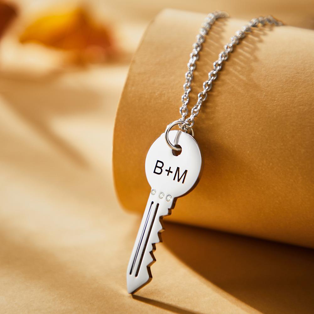 Custom Engraved Necklace Fashion Creative Key Gifts - soufeelau