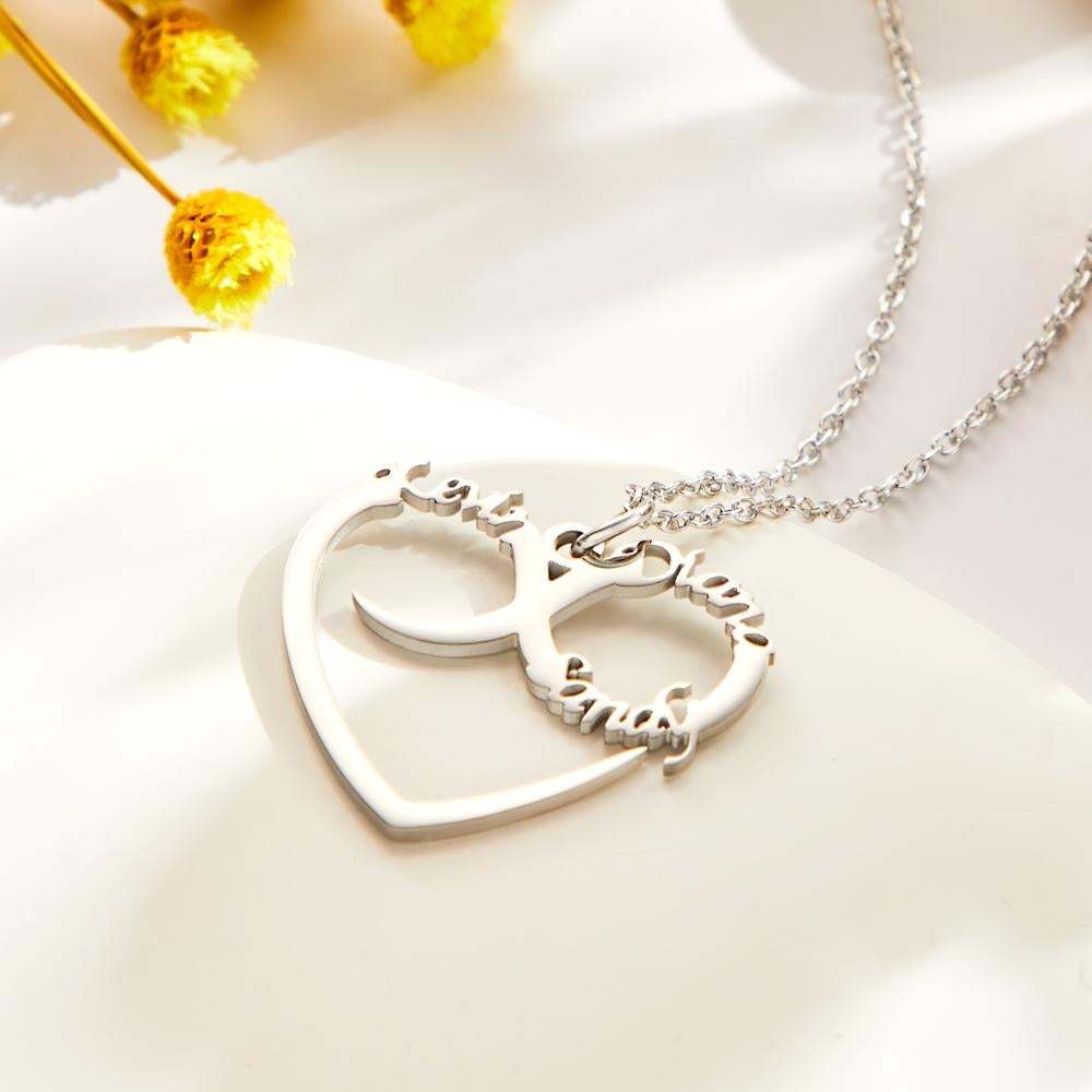 Custom Engraved Necklace Heart Shaped Swash Lettering Romantic Gifts - soufeelau