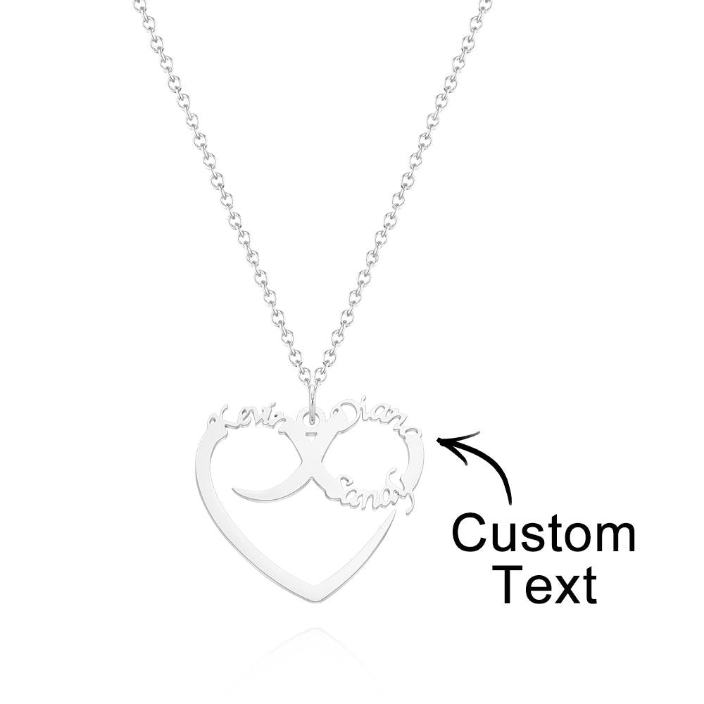 Custom Engraved Necklace Heart Shaped Swash Lettering Romantic Gifts - soufeelau