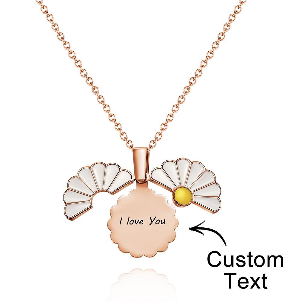 Engraved Daisies Necklace Personalized Flower Openable Pendant for Girls - soufeelau