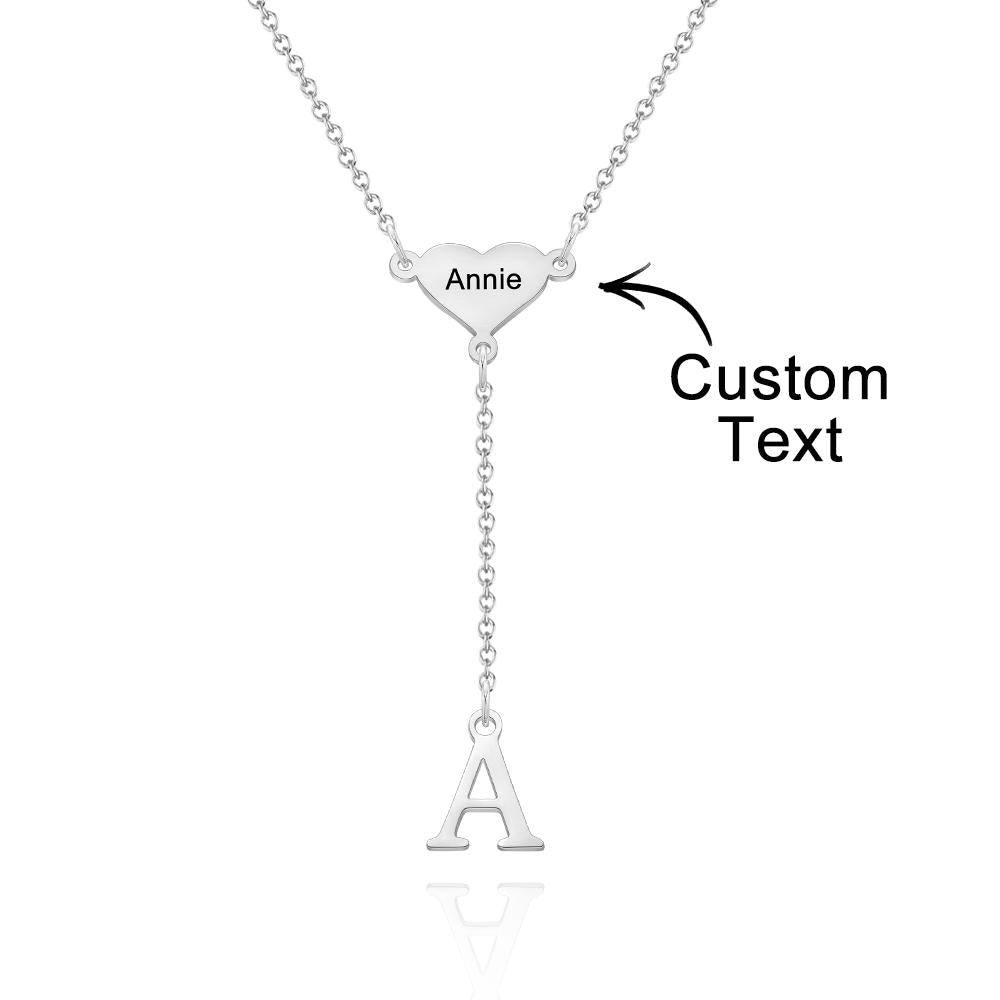 Custom Engraved Necklace Heart Letter Necklace Simple Letter Necklace Gift for Her - soufeelau