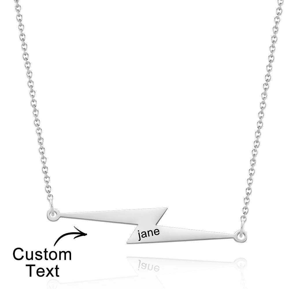 Custom Engraved Necklace Lightning Shaped Versatile Necklace Gift for Her - soufeelau