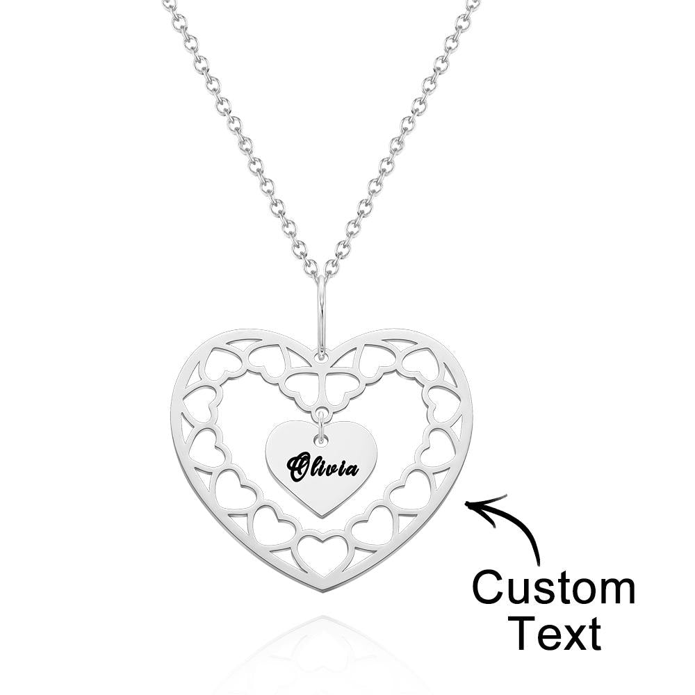 Custom Engraved Necklace Heart Necklace Gift for Her - soufeelau