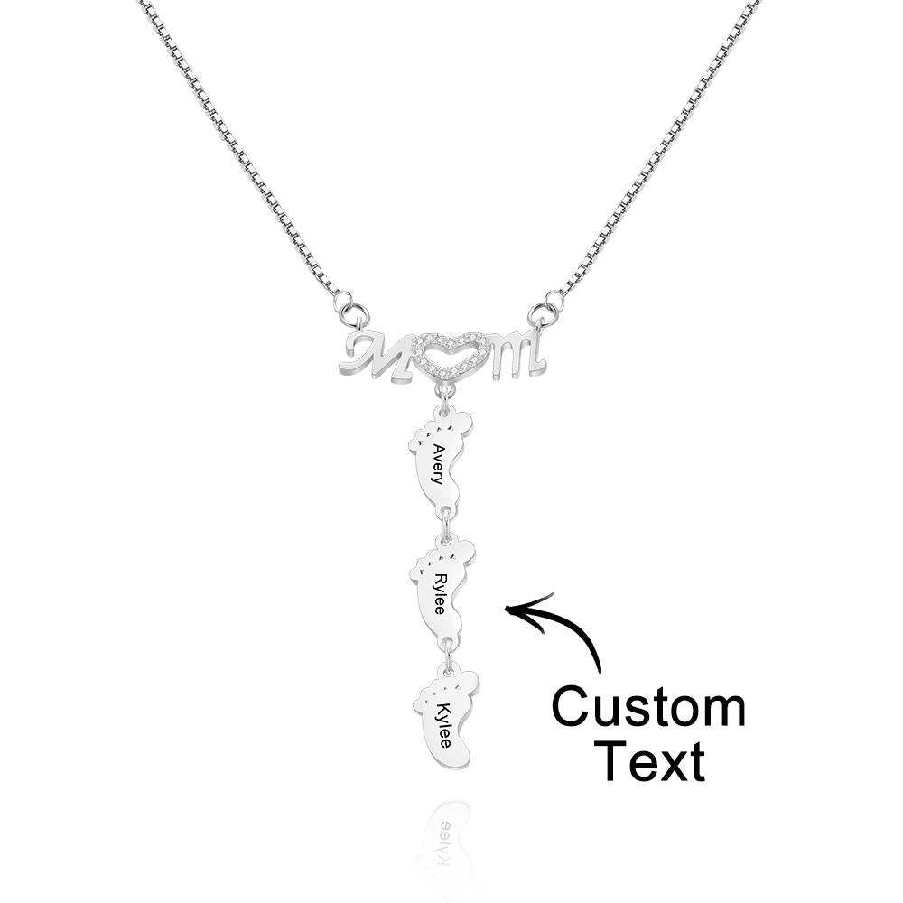 Custom Engraved Necklace Family Feet Mother's Day Gifts - soufeelau