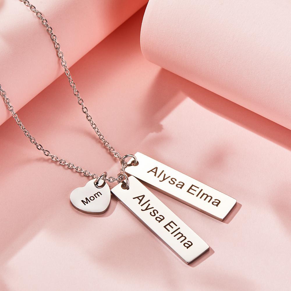 Custom Engraved Necklace Heart Shaped Engraved Necklace Gift for Mom - soufeelau