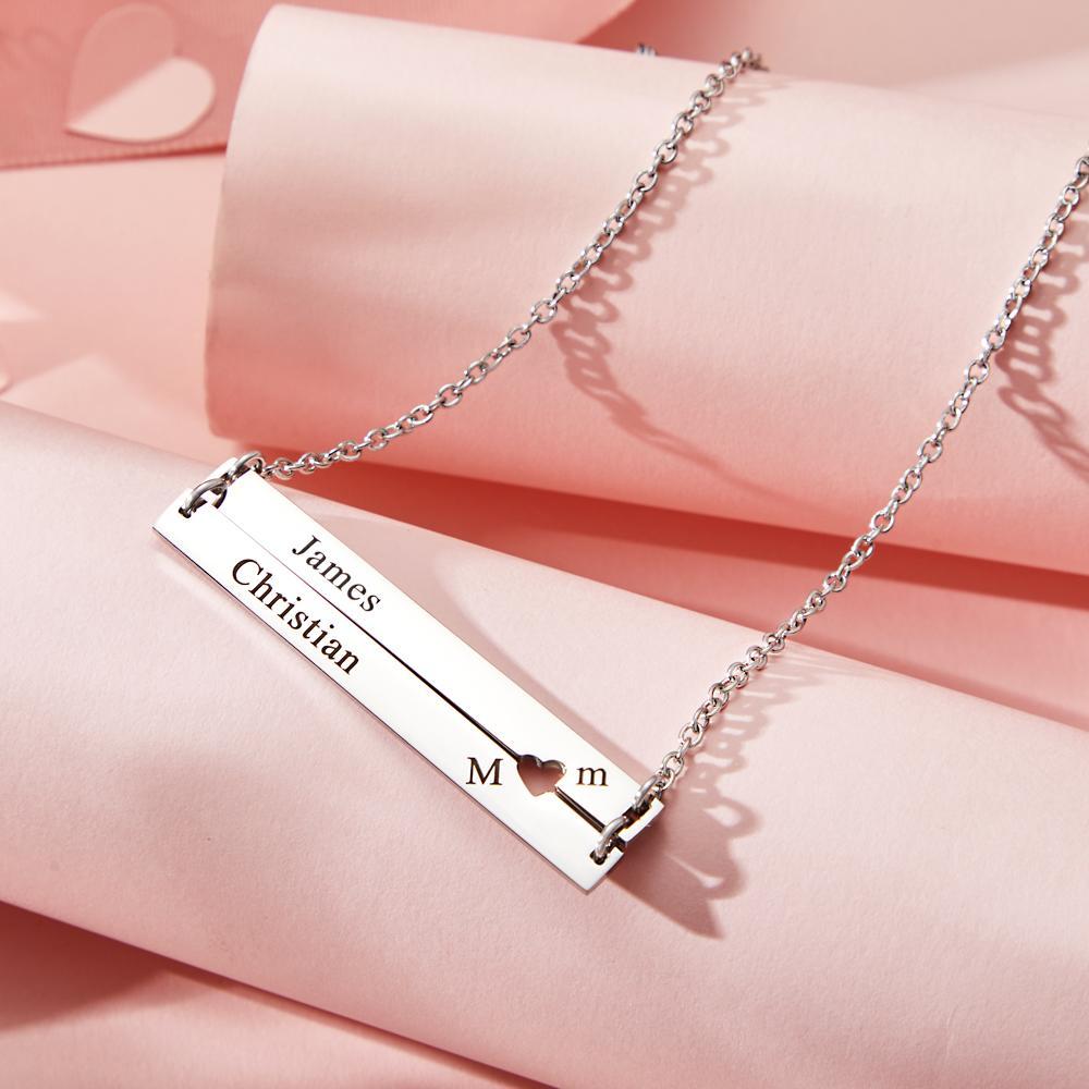 Custom Engraved Necklace Bar Necklace Gift for Mother - soufeelau