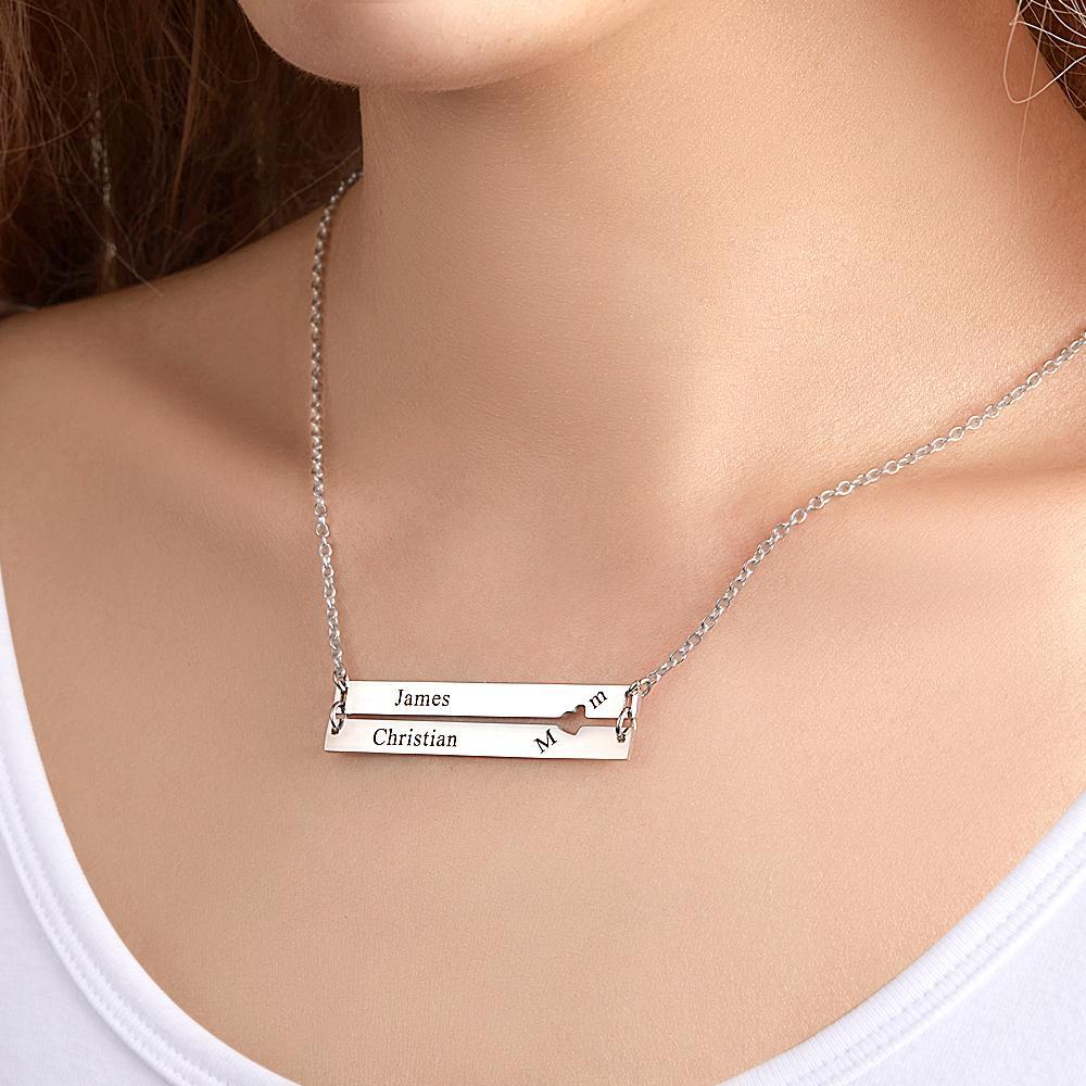 Custom Engraved Necklace Bar Necklace Gift for Mother - soufeelau