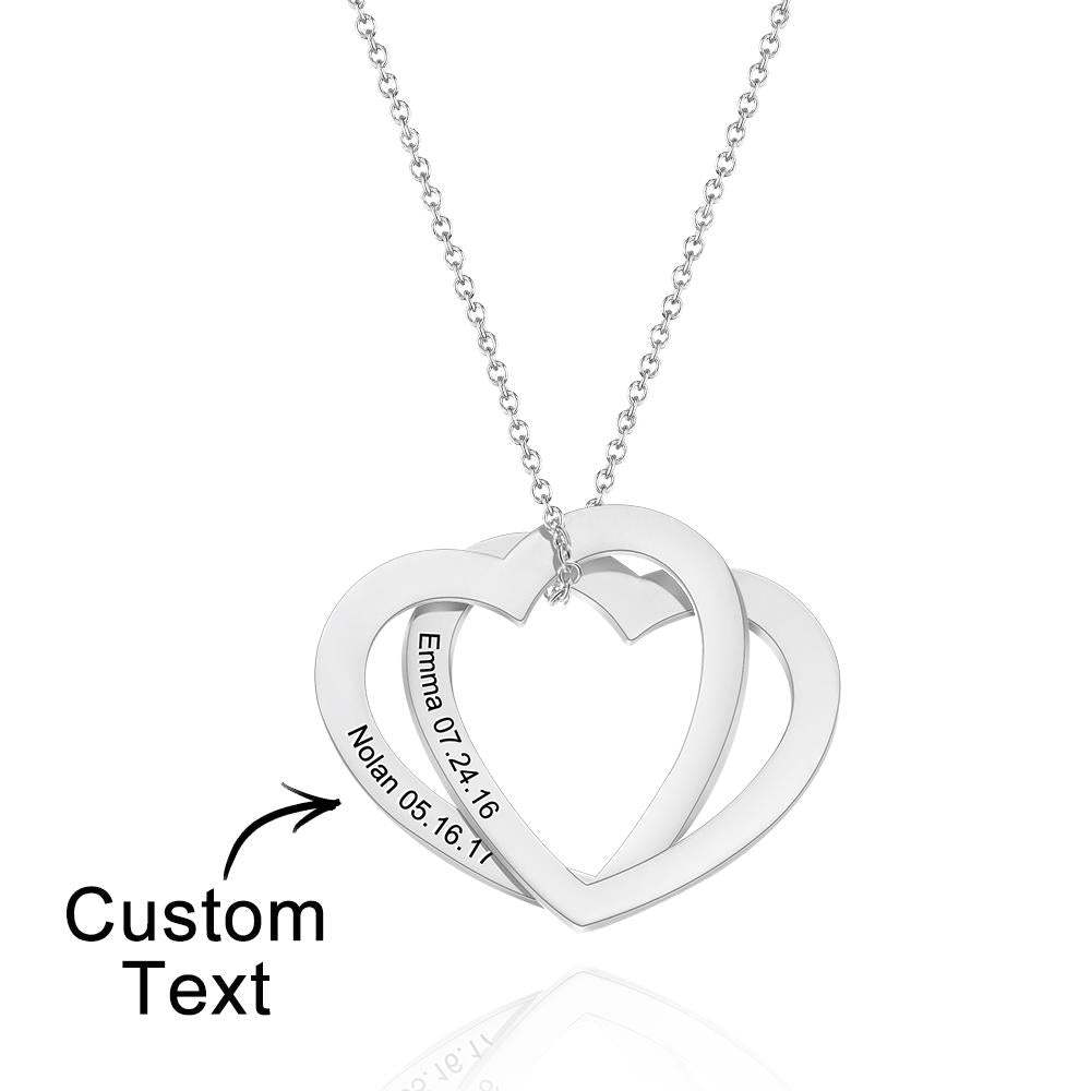 Custom Engraved Necklace Two Heart Necklace Gift for Her - soufeelau