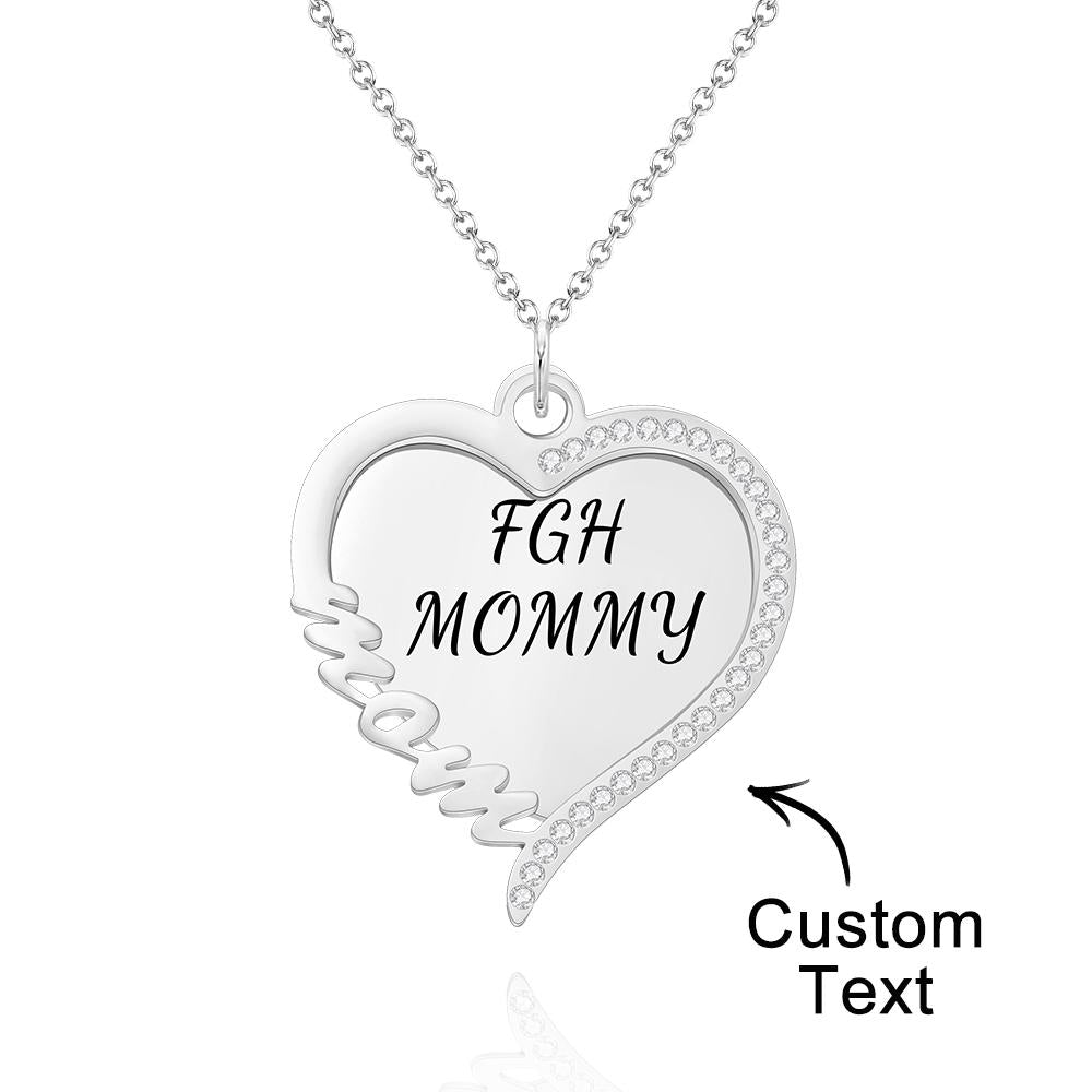 Custom Engraved Necklace Heart Rhinestones Gift for Mother - soufeelau