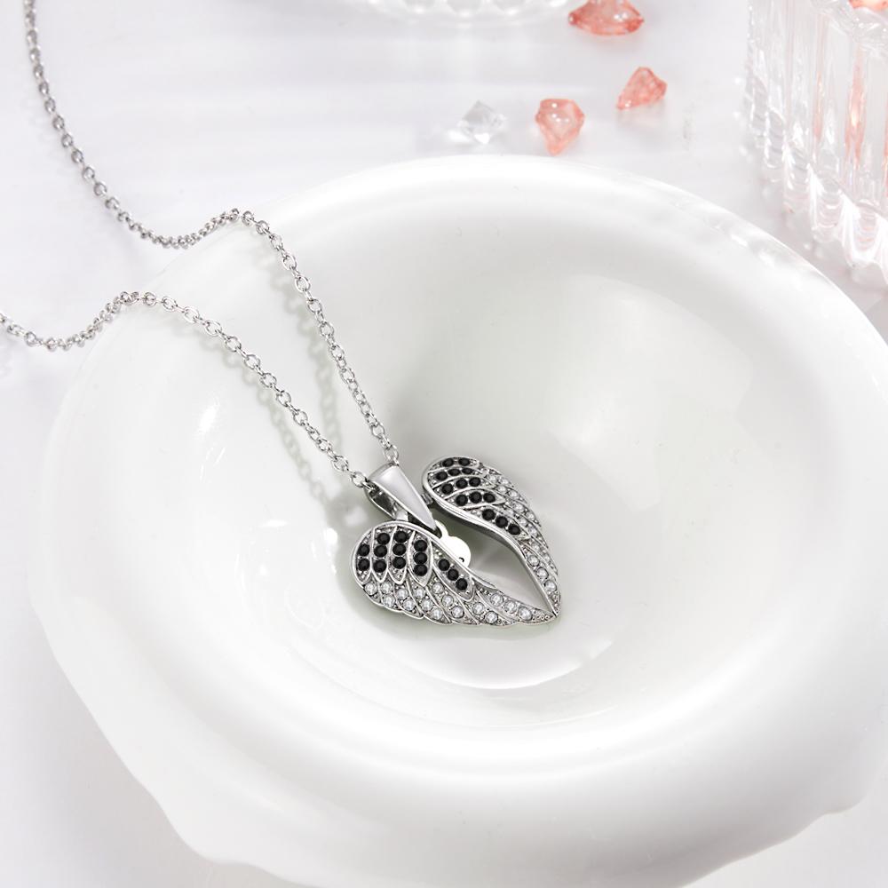 Custom Engraved Necklace Wing Heart-shaped Wings Pendant Necklace Gift for Women - soufeelau