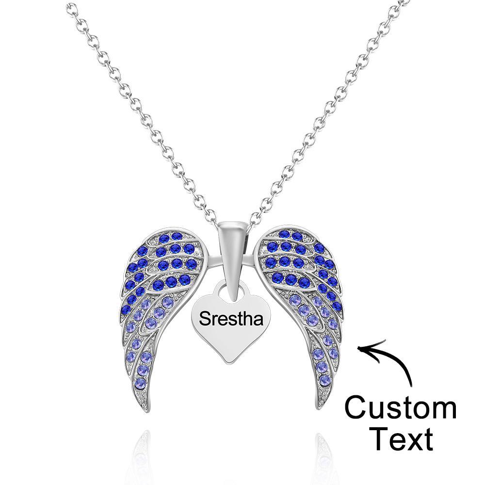 Custom Engraved Necklace Wing Heart-shaped Wings Pendant Necklace Gift for Women - soufeelau