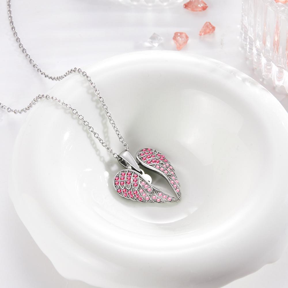 Custom Engraved Necklace Wing Heart-shaped Wings Pendant Necklace Gift for Women - soufeelau