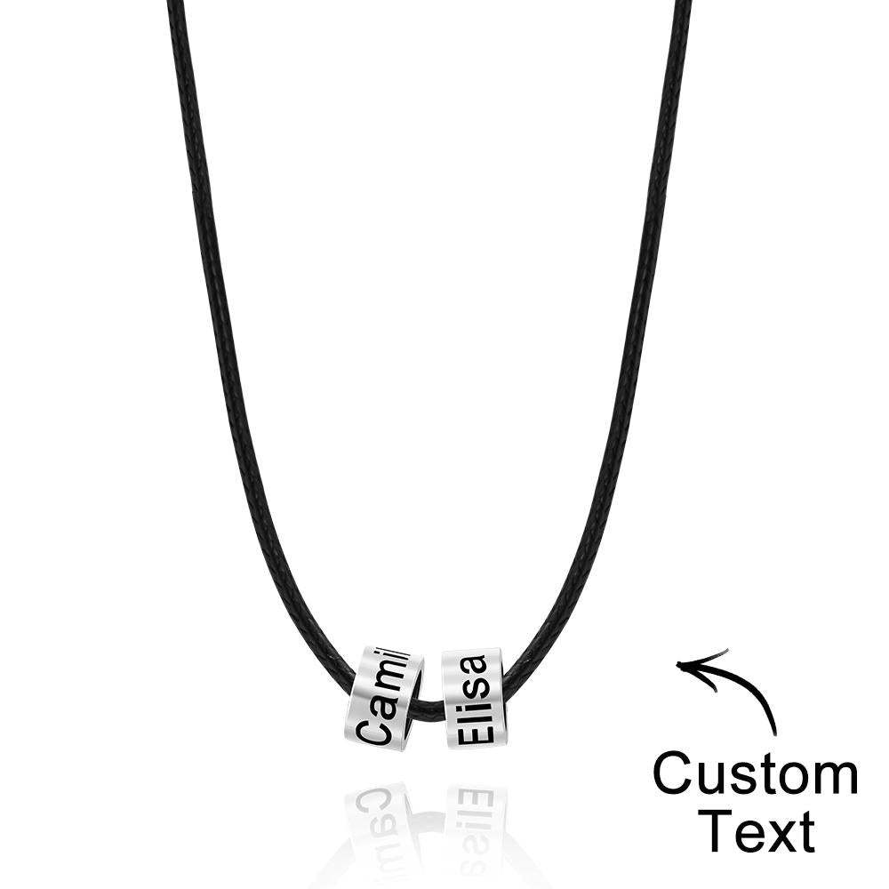 Custom Engraved Necklace Tube Bead Braided Necklace Gift for Men - soufeelau