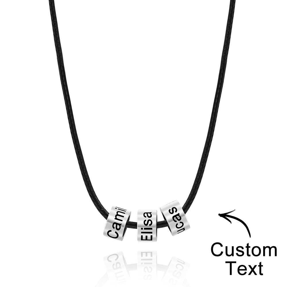 Custom Engraved Necklace Tube Bead Braided Necklace Gift for Men - soufeelau