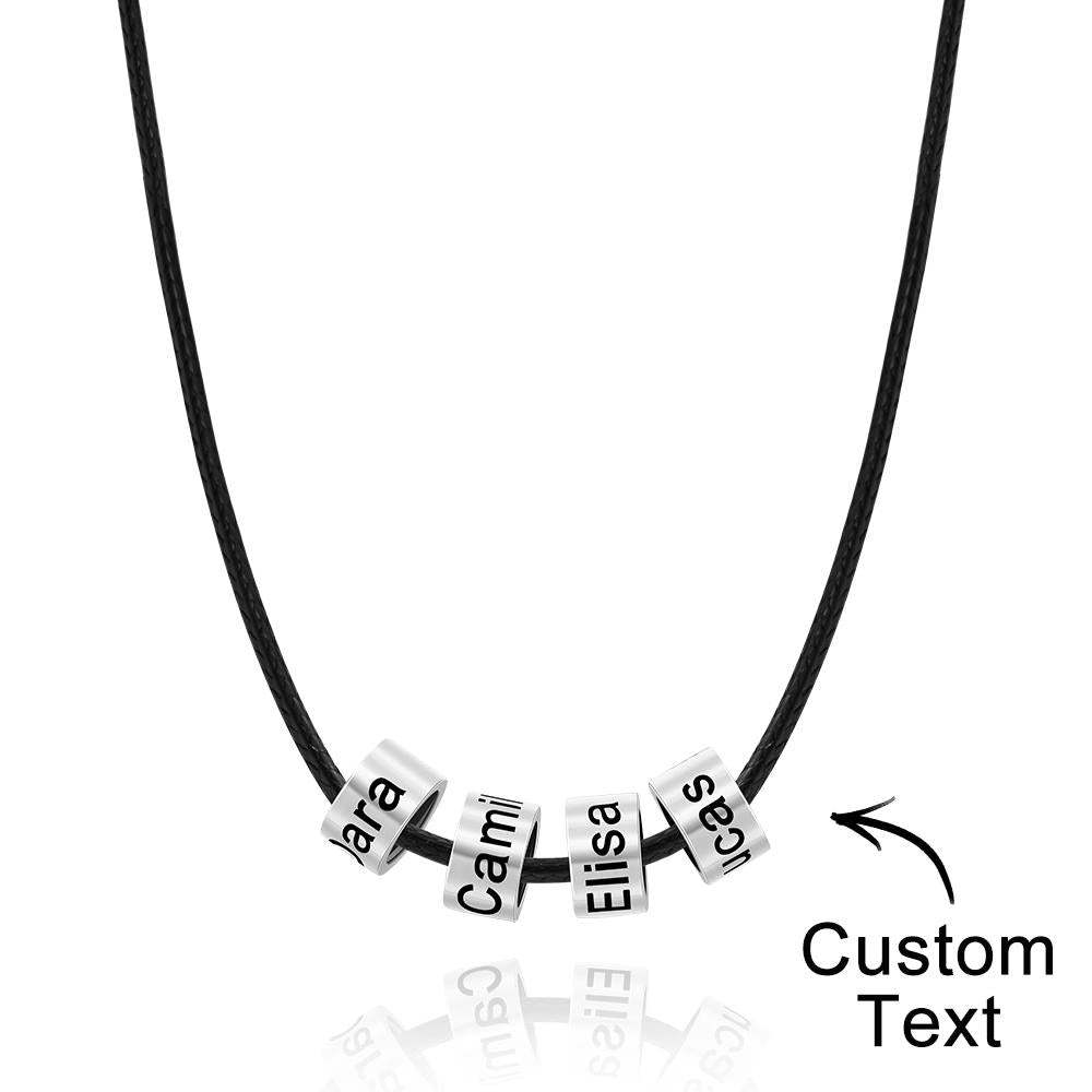 Custom Engraved Necklace Tube Bead Braided Necklace Gift for Men - soufeelau