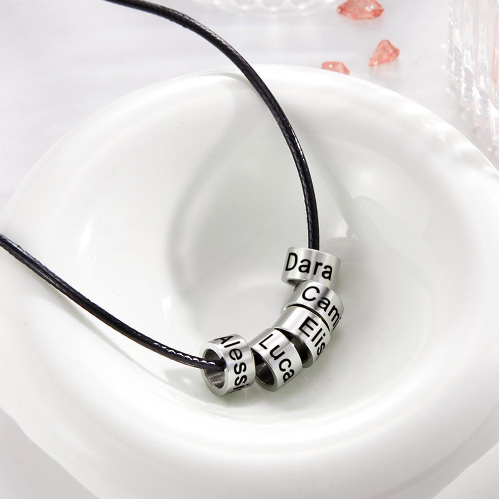 Custom Engraved Necklace Tube Bead Braided Necklace Gift for Men - soufeelau