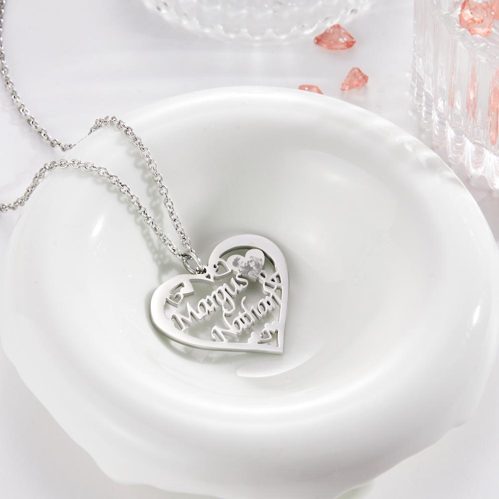 Custom Photo Engraved Necklace Heart-shaped Pendant Necklace Gift for Lover - soufeelau