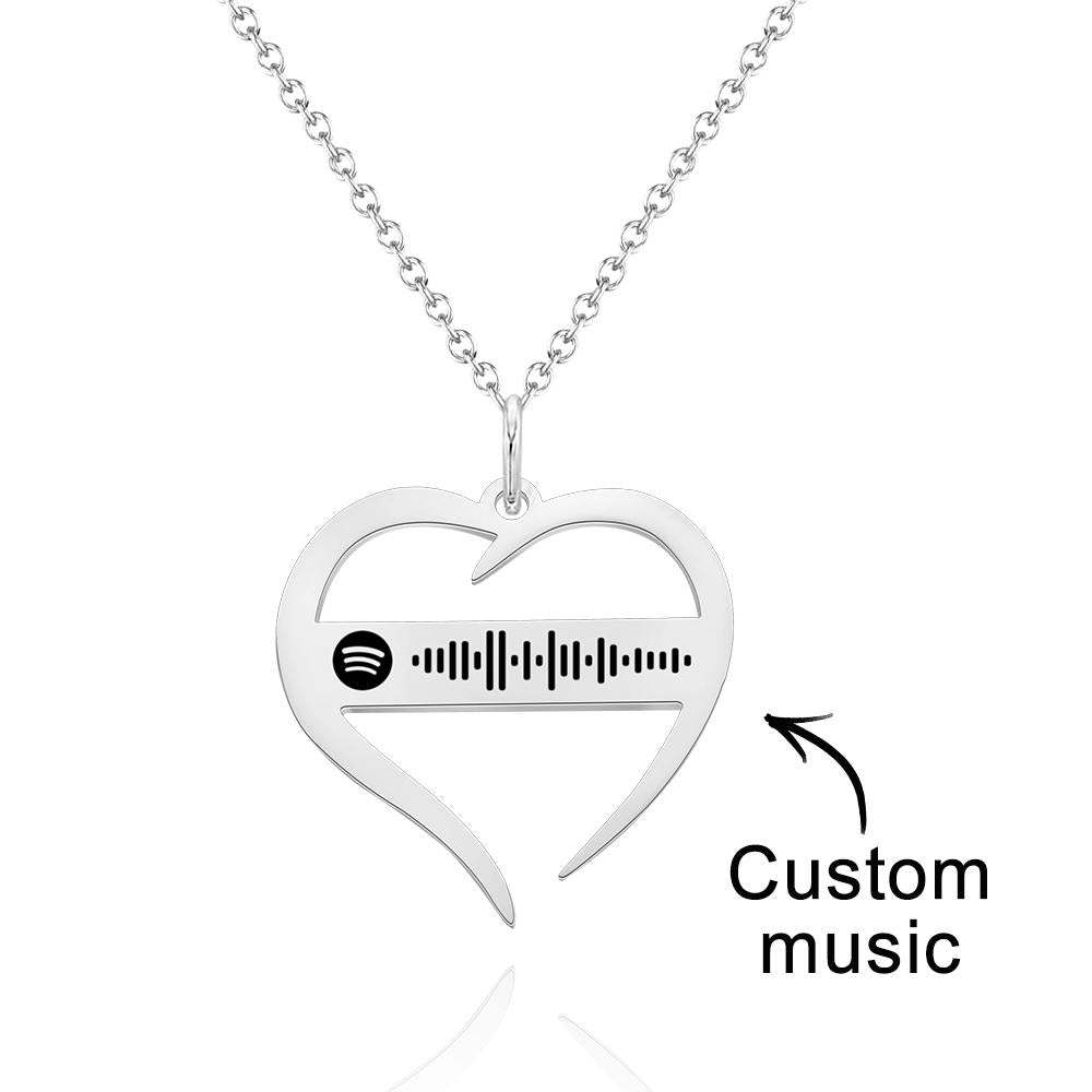 Scannable Spotify Code Necklace Hollowed Heart Shaped Necklace Gifts for Girlfriend - soufeelau