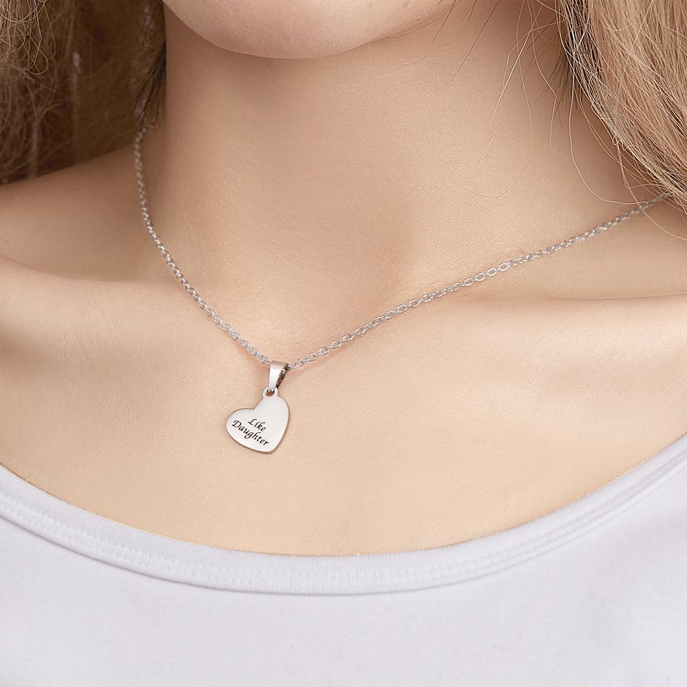 Engraved Heart Hollow Necklaces Set Custom Elegant Heart Pendant Necklace - soufeelau