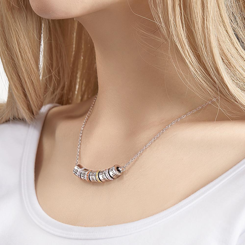 Custom Engraved Necklace Name Diamond Beads Necklace Gift for Women - soufeelau