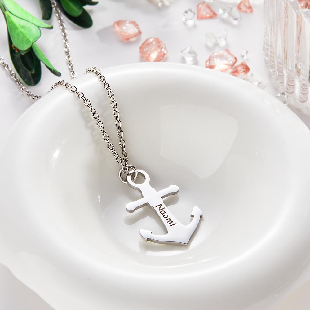 Custom Engraved Necklace Personalized Anchor Necklace Gift for Women - soufeelau