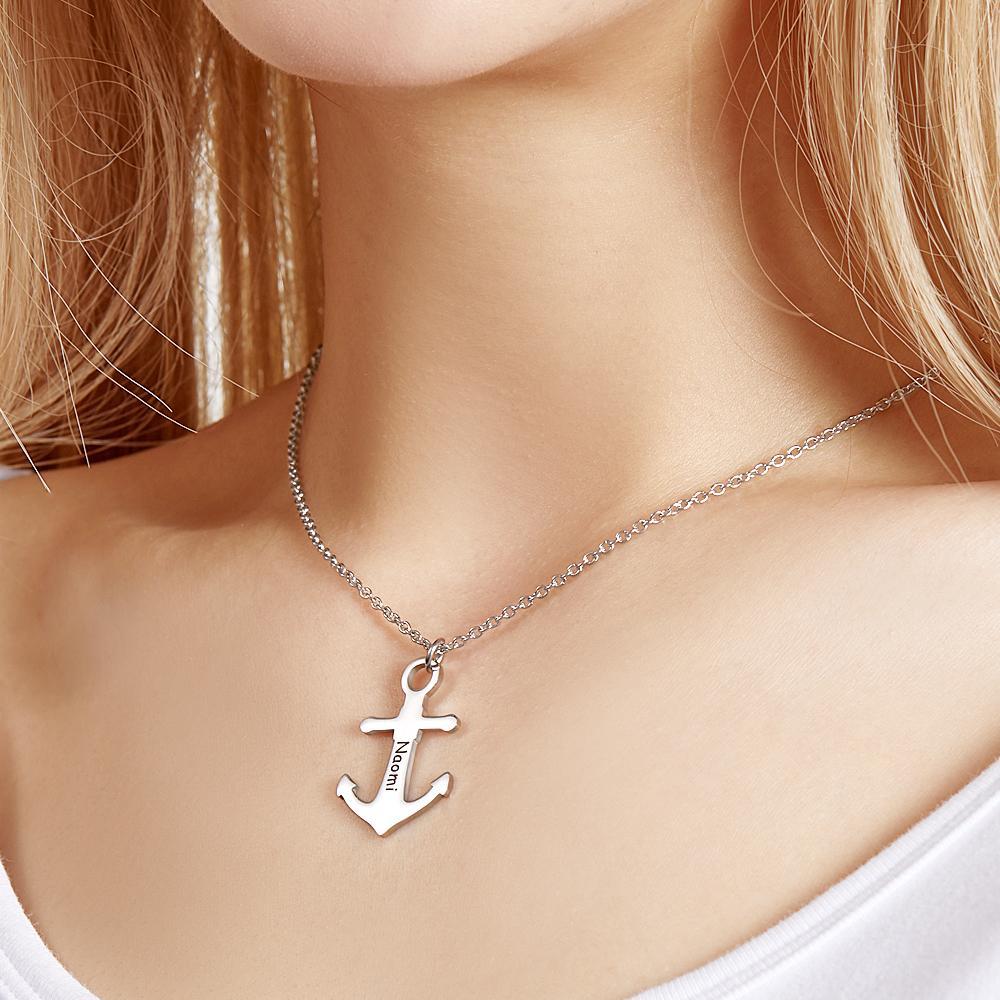 Custom Engraved Necklace Personalized Anchor Necklace Gift for Women - soufeelau