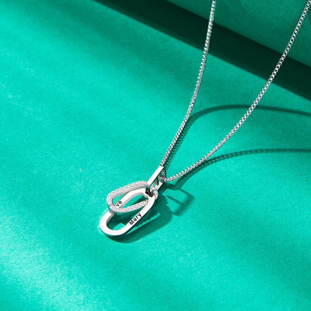 Custom Engraved Necklace Double Ring Necklace Creative Gift for Women - soufeelau