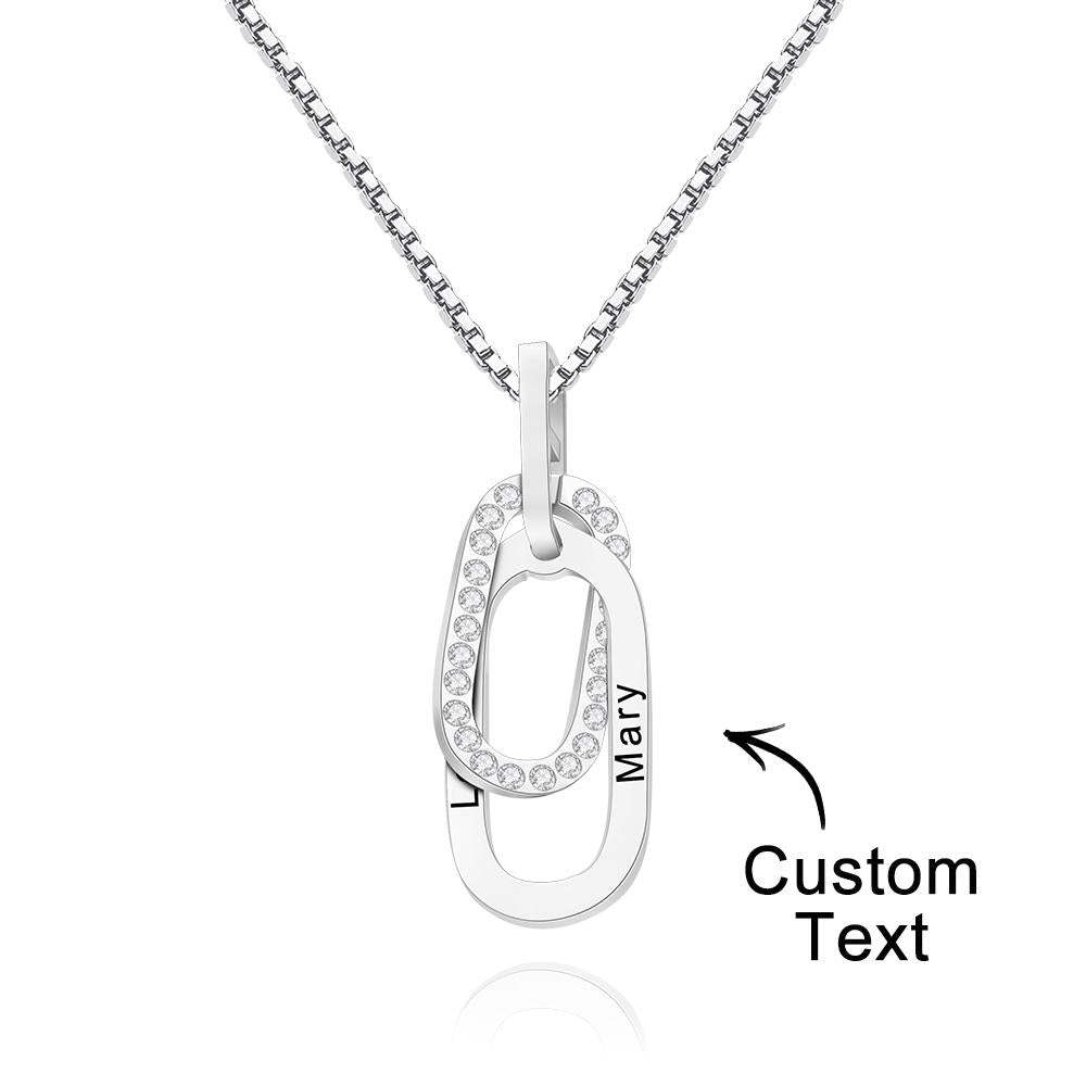 Custom Engraved Necklace Double Ring Necklace Creative Gift for Women - soufeelau