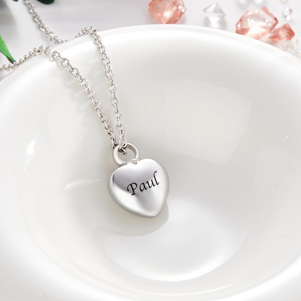 Custom Engraved Necklace Mini Heart Urn Pendant Necklace Commemorative Gift - soufeelau