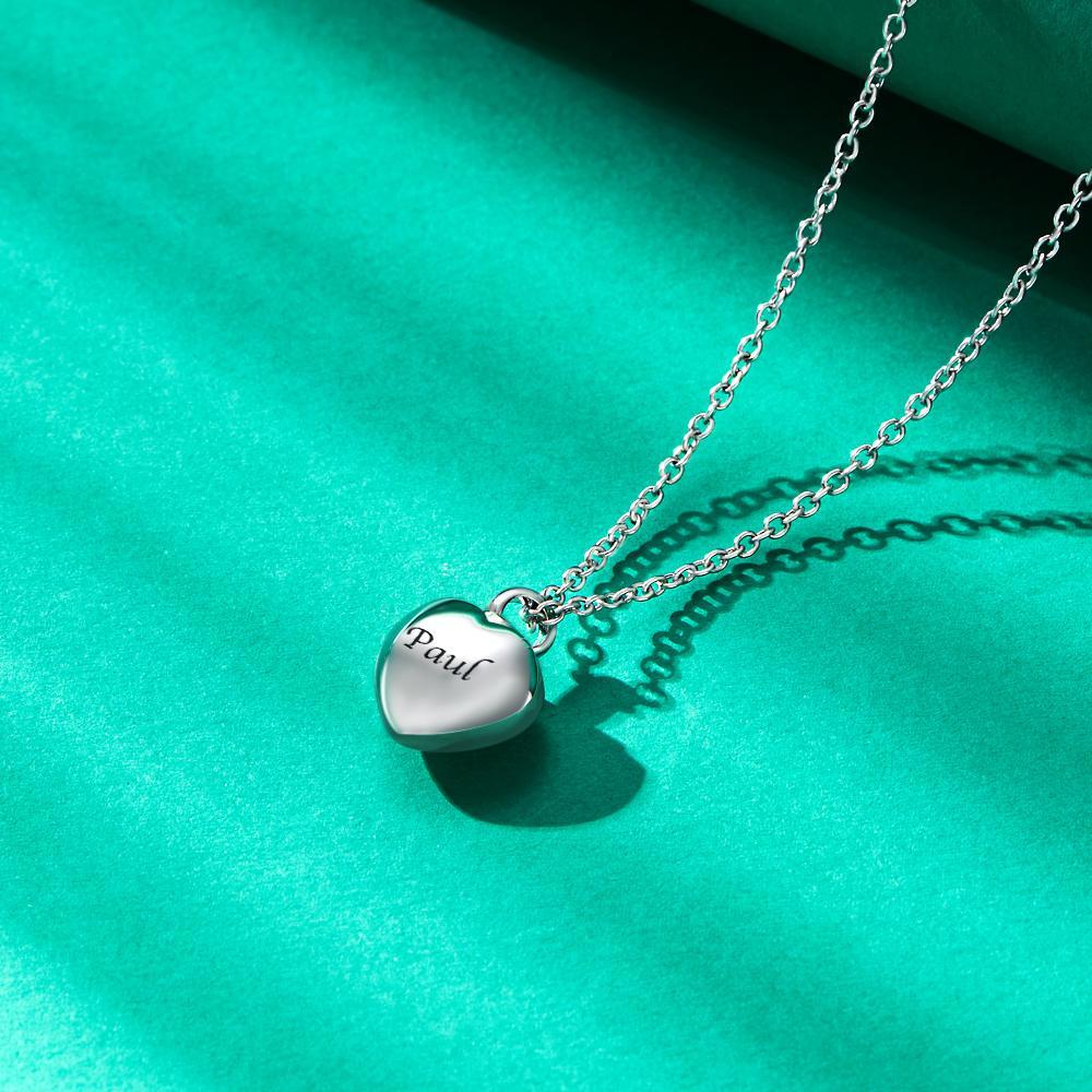 Custom Engraved Necklace Mini Heart Urn Pendant Necklace Commemorative Gift - soufeelau