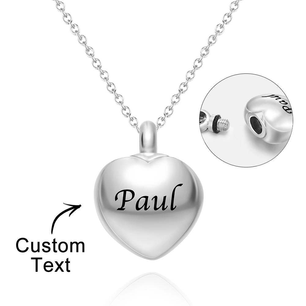 Custom Engraved Necklace Mini Heart Urn Pendant Necklace Commemorative Gift - soufeelau