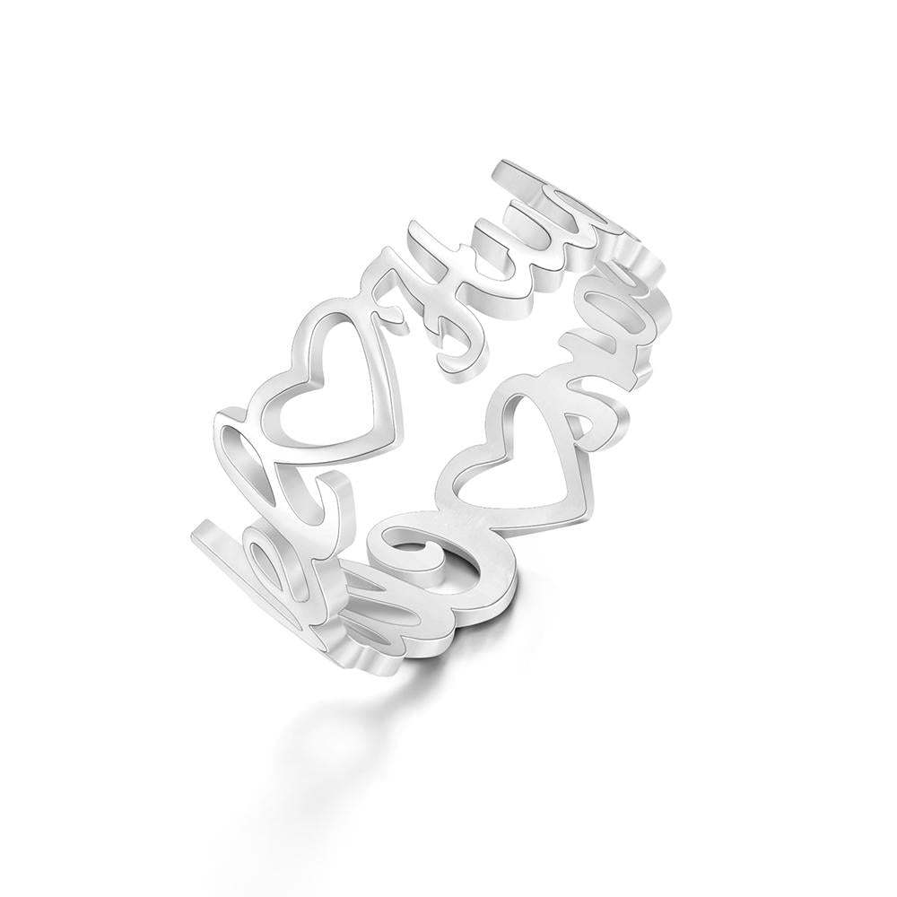 Custom Engraved Ring Heart-shaped Name Ring Unique Gift for Her - soufeelau