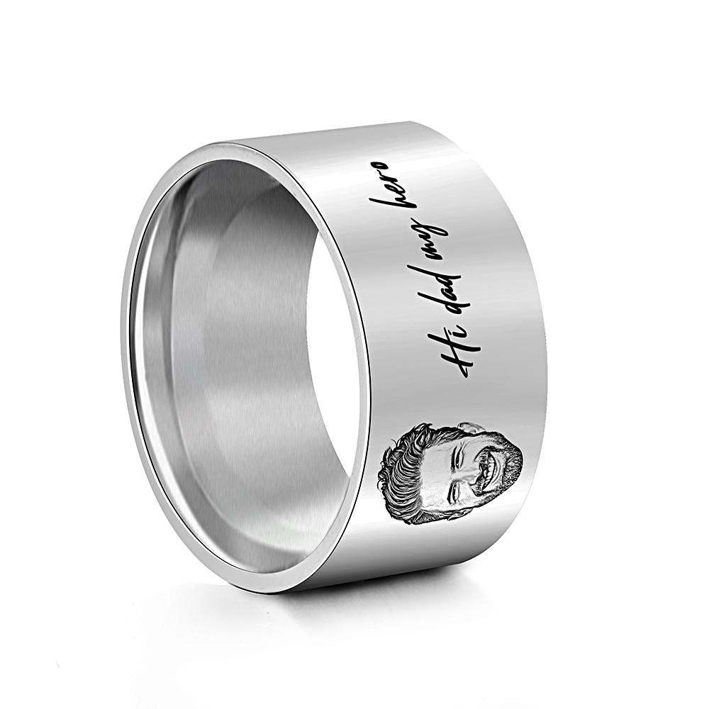 Custom Men's Ring Personalized Photo Ring With Engraved Words Perfect Gift For Daddy On Father's Day - soufeelau