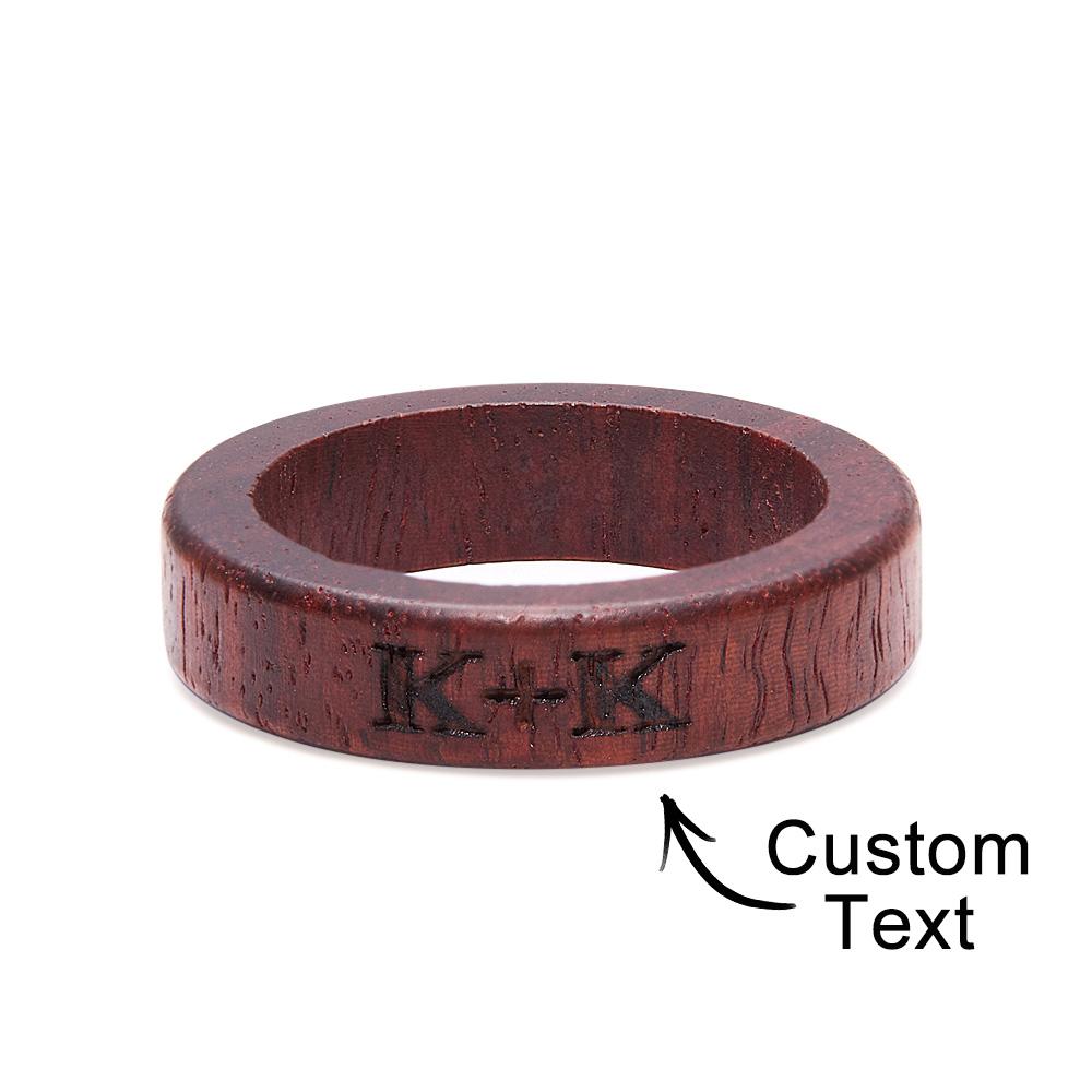 Custom Wood Ring Personalized Ring Engraved Wedding Ring Wooden Ring Mens Jewelry - soufeelau