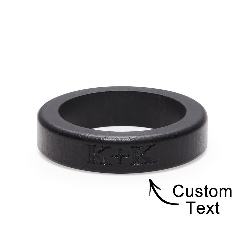 Custom Wood Ring Personalized Ring Engraved Wedding Ring Wooden Ring Mens Jewelry - soufeelau