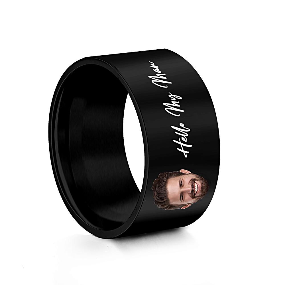 Personalized Engraved Photo Ring Custom Mens Signet Ring Women Name Ring Family Fathers Day Gift Boyfriend Husband - soufeelau
