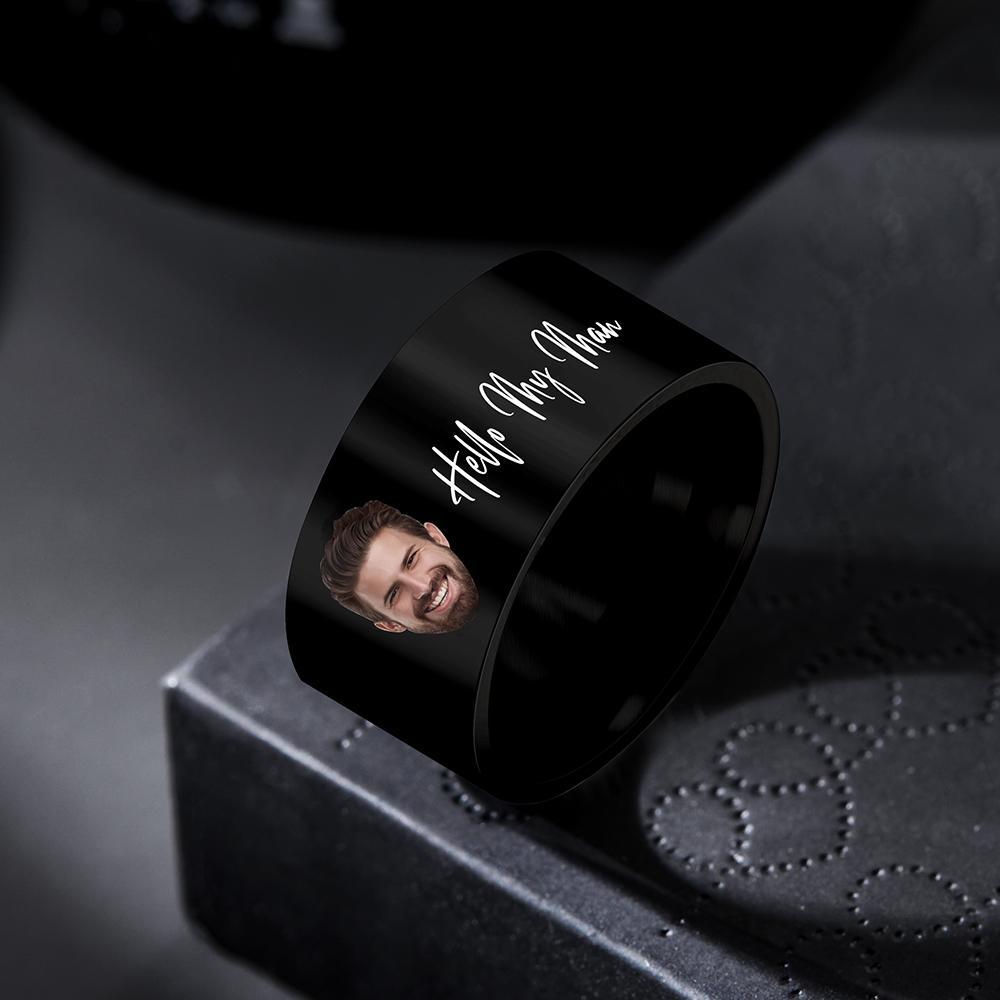 Personalized Engraved Photo Ring Custom Mens Signet Ring Women Name Ring Family Fathers Day Gift Boyfriend Husband - soufeelau