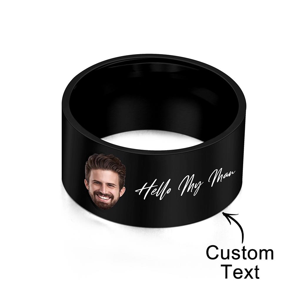 Personalized Engraved Photo Ring Custom Mens Signet Ring Women Name Ring Family Fathers Day Gift Boyfriend Husband - soufeelau