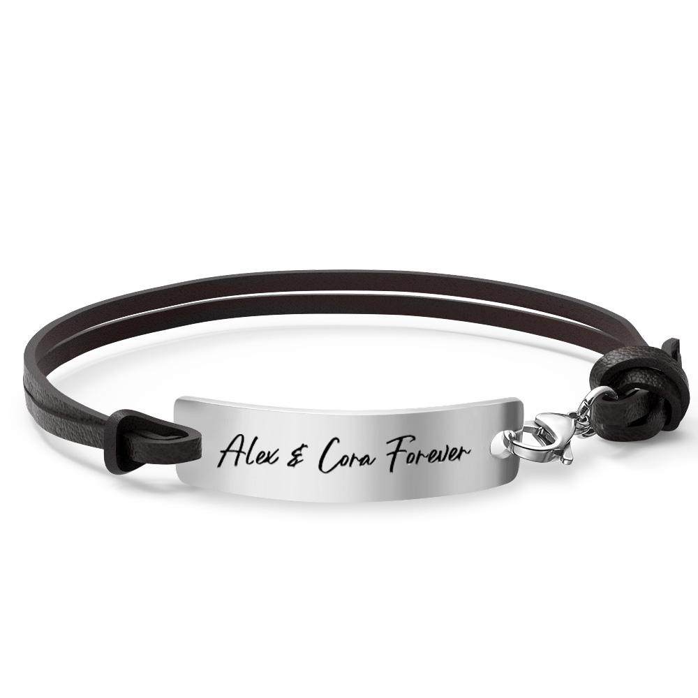 Personalized Engraved Mens Bracelet Date Coordinates Time Initial Boyfriend Couples Name Bracelet - soufeelau