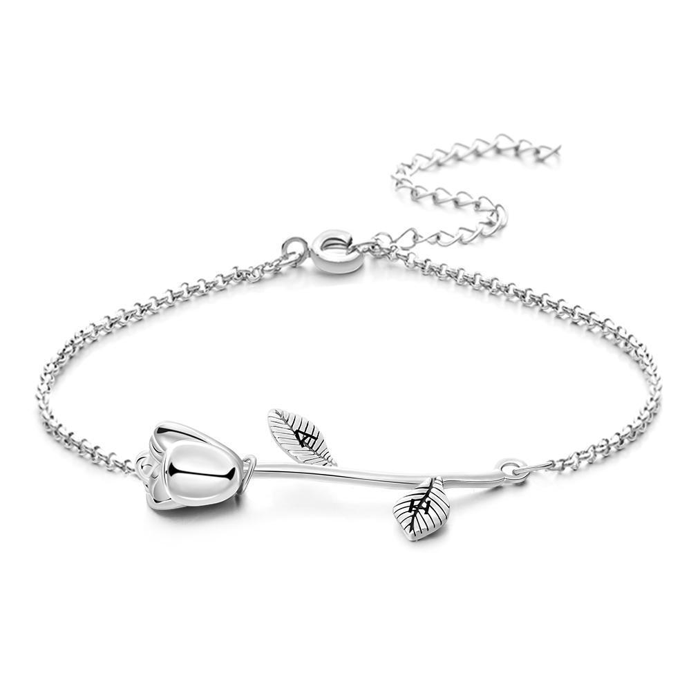 Custom Engraved Rose Bracelet Charm Bracelet Best Gift For Her Girlfriend - soufeelau