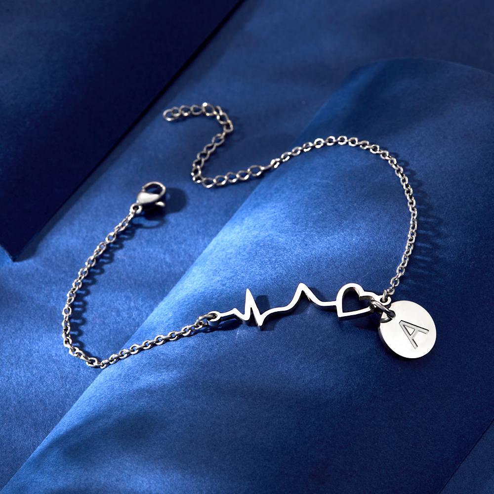 Custom Engraved Heartbeat Bracelet Nurse Bracelet Stethoscope Bracelet Gift for Love - soufeelau