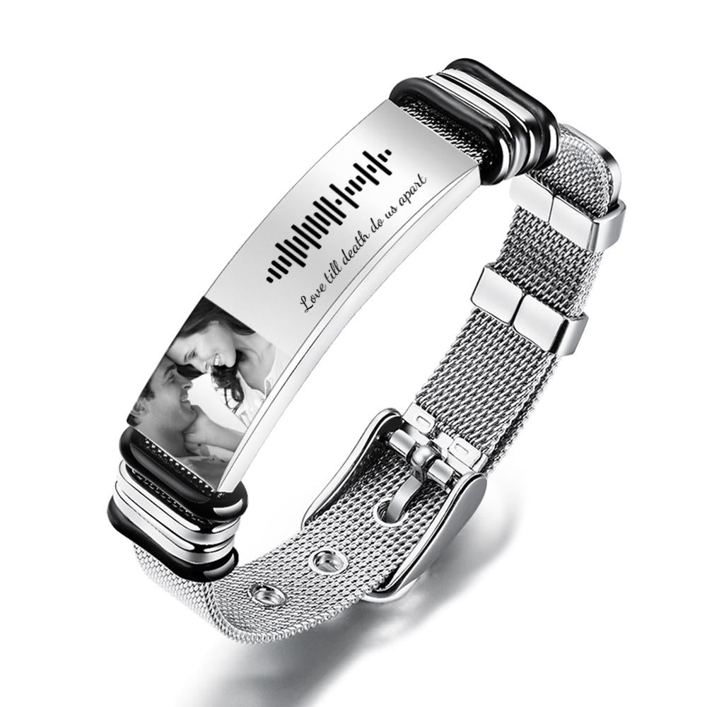 Personalised Photo And Engraved Stainless Steel Bracelet Best Gifts for Men Gift For Romantic Moments - soufeelau